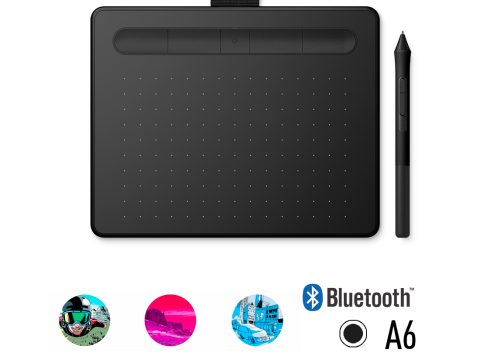 Графический планшет, Wacom, Intuos Small Bluetooth (CTL-4100WLK-N), Разрешение 2540 lpi, Чувствительность к нажатию 4096, 4 программируемые клавиши, 2 клавиши на пере, Размер планшета 200*160*8,8 мм, Чёрный