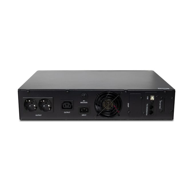 Источник бесперебойного питания, SVC, RTU-3KL-LCD, 3000VA (2400W), Стоечный 19'' 2U, RTU-серия, USB-SMART, Диапазон работы AVR: 165-280В, Бат.: 9Ач*4 шт., Вентилятор: 8cм*1шт., Выходные разъемы: 2 х Schuko + 1 х IEC C13., Чёрный
