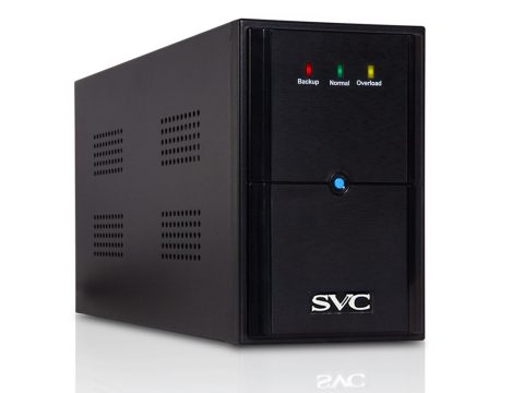 Источник бесперебойного питания, SVC, V-1200-L, Мощность 1200ВА/720Вт, Диапазон работы AVR: 165-275В, Бат.: 12В/7 Ач*2шт., 3 вых.: Shuko CEE7, Чёрный