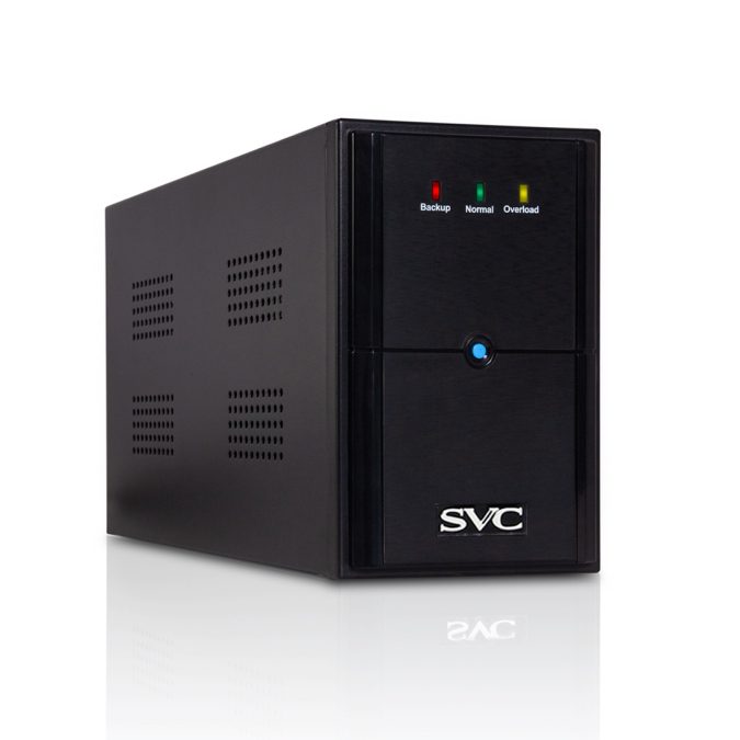 Источник бесперебойного питания, SVC, V-1500-L, Мощность 1500ВА/900Вт, Диапазон работы AVR: 165-275В, Бат.: 12В/9 Ач*2шт., 3 вых.: Shuko CEE7, Чёрный