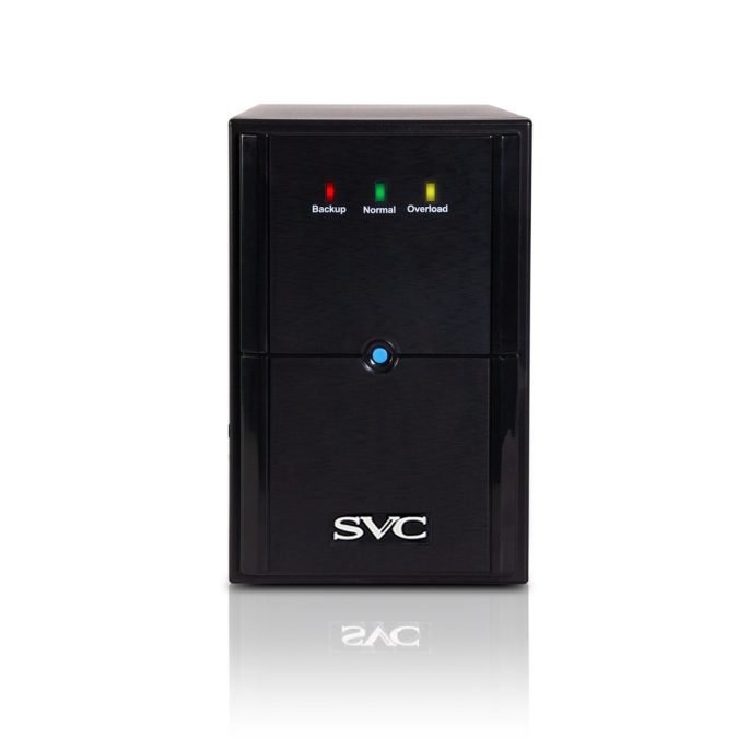 Источник бесперебойного питания, SVC, V-1500-L, Мощность 1500ВА/900Вт, Диапазон работы AVR: 165-275В, Бат.: 12В/9 Ач*2шт., 3 вых.: Shuko CEE7, Чёрный