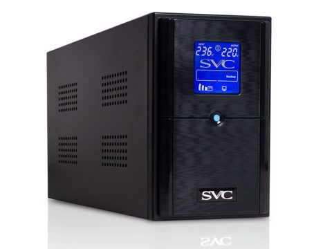 Источник бесперебойного питания, SVC, V-1500-L-LCD, Мощность: 1500ВА/900Вт, Диапазон работы AVR: 165-275В, Бат.: 12В/9 Ач*2шт., 3 вых.: Shuko CEE7, Чёрный