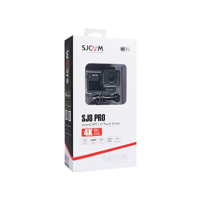 Экшн-камера, SJCAM, SJ8 PRO, 4K/60fps, Sony IMX377 12 МП 170°, Wifi 10 м/2,4 & 5 Hz, Gyro Anti-shake, Slow motion, Чипсет Ambarella H22S85, 1200mAh, 2.33" сенсорный дисплей, Чёрный