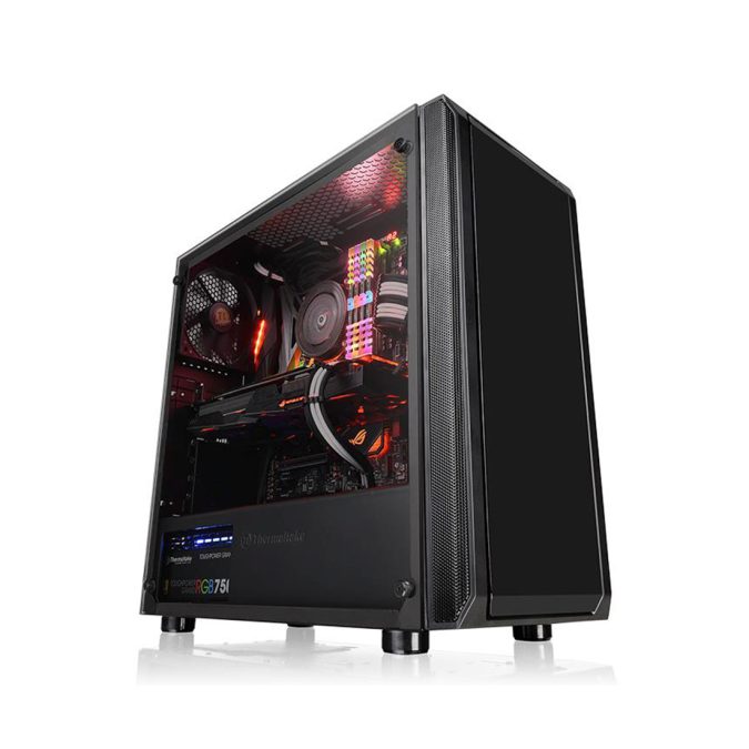 Компьютерный корпус, Thermaltake, Versa J23 TG, CA-1L6-00M1WN-00, Mid-Tower, ATX/M-ATX/Mini-ITX, USB 3.0*2/2.0*2, HD-Audio+Mic, 1*120 мм, Высота процессорного куллера до 160 мм, Длина VGA до 310 мм, 2*3.5"/4*2.5", Сталь, 4мм Закаленное стекло*1, 447*205*455 мм, Без Б/П, Чёрный