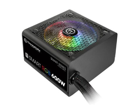 Блок питания, Thermaltake, Smart RGB 600W, PS-SPR-0600NHSAWE-1, 600W, ATX, Standard, APFC, 20+4 pin, 4+4pin, 6*Sata, 4*Molex, 2*PCI-E 6+2 pin, FDD, Non-modular, Вентилятор 12 см, 150х86х140мм, Чёрный