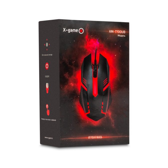 Компьютерная мышь, XG, XM-770OUB, Оптическая,1000dpi, USB, Длина кабеля 1,35 метра, Подсветка, Чёрный