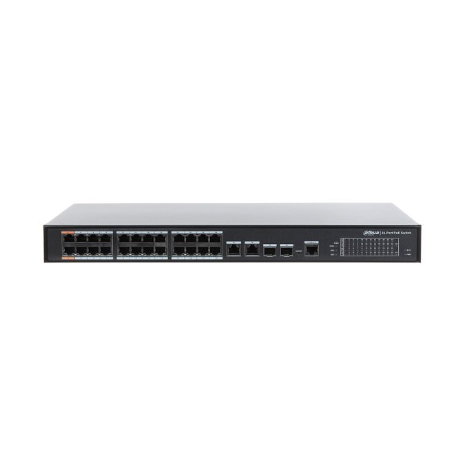 Коммутатор, Dahua, DH-PFS4226-24ET-360,Управляемый, Настольный, 24 порта 100 Мбит PoE (360 Вт) /+ 2-порта 10/100/1000 Мбит/с RJ-45/SFP , Корпус металл,