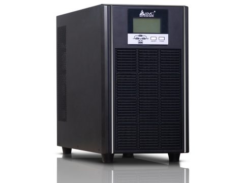 Источник бесперебойного питания, SVC, GT31-10KVA, Мощность 10кВА/9кВт, Трёхфазный (3 фазы на вход, 1 на выход), GT31-серия, On-Line, LCDRS-232/USB SMART, Диапазон работы AVR: 190-499В, Батарея: 16 шт. (не поставляется в комплекте), Чёрный