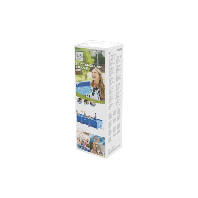 Каркасный бассейн Rectangular Frame 450 x 220 х 84 см, INTEX, 28273NP, Винил, 7127 л., Стальной каркас, Синий, Цветная коробка