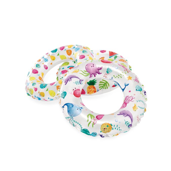 Круг для плавания Lively Print 61см, INTEX, 59241NP, Винил, 6+, Цвета в ассортименте, Пакет