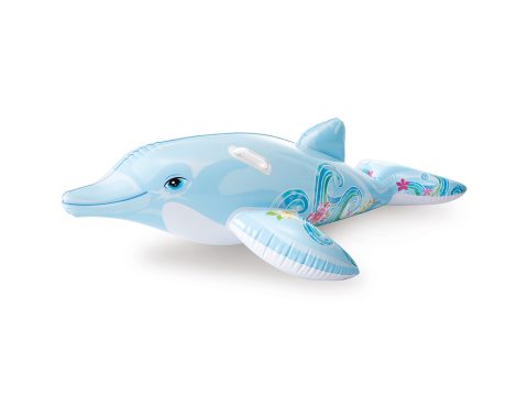 Надувная игрушка для катания верхом Дельфинчик (Lil` Dolphin) 175 х 66 см, INTEX, 58535NP, Винил, С ручками, Серый, Цветная коробка