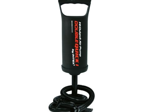 Насос ручной Double Quick I Hand Pump 29 см., INTEX, 68612, Пластик, Шланг 0.8м., 3 насадки, Объем камеры 0.9 л., Черный, Цветная коробка