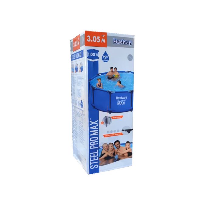 Каркасный бассейн Steel Pro MAX 305 х 100 см, BESTWAY, 15327, Винил, 6148 л., Стальной каркас, Синий, Цветная коробка