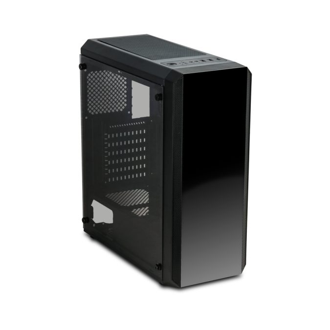 Компьютерный корпус, Delux, Atom, ATX, USB3.0*1/2.0*2, HD-Audio+Mic, Высота процессорного кулера до 150мм, Длина VGA до 330мм, 2*3.5"/2*2.5", Сталь 0.6, Стекляная боковая панель, 390x181x435мм, Чёрный , Без Б/П