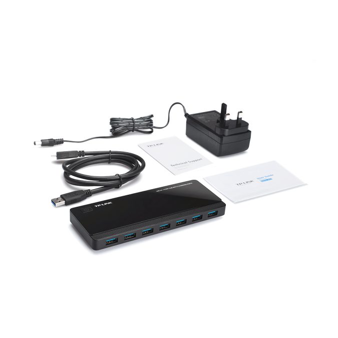 USB-концентратор, TP-Link, UH720, 7 портов USB 3.0, 2 порта 2,4 А, 1 порт micro USB, питание 12V, 3,3A, скорость до 5 Гбит/с