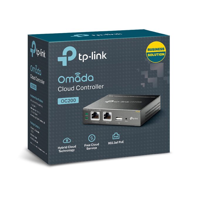 Wi-Fi Облачный контроллер, TP-Link, Omada OC200, 2 порта Ethernet 10/100 Мбит/с, 1 порт USB 2.0, 1 порт Micro USB, IEEE 802.3af / 802.3at