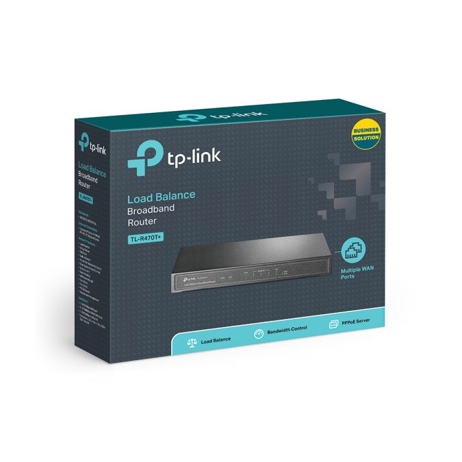 Маршрутизатор, TP-Link, TL-R470T+, 1x100Mb постоянный WAN порт, 1x100Mb постоянный Ethernet LAN порт, 3x100Mb изменяемых порта Ethernet WAN/LAN
