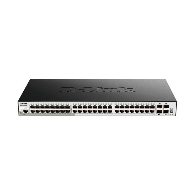 Коммутатор, D-Link, DGS-1510-52X/A2A, Настраиваемый L2+ стекируемый коммутатор с 48 портами 10/100/1000Base-T и 4 портами 10GBase-X SFP+.