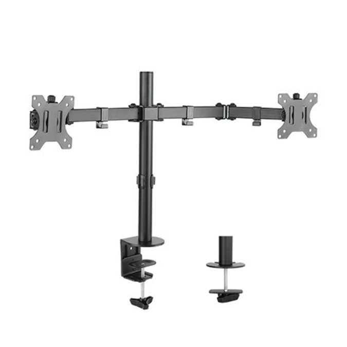 Настольный кронштейн для мониторов, Brateck, LDT12-C024N, 13"-32", Нагрузка 2х8 кг., Наклон +/- 45°, Поворот +/- 90°, Вращение монитора +/- 180°, VESA 75x75,100x100
