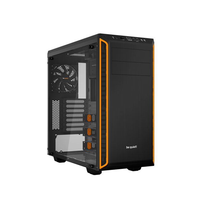 Компьютерный корпус, Bequiet!, Pure Base 600, BGW20, Midi Tower, ATX/ M-ATX/ Mini-ITX, USB 3.2 Type-A*2, Mic+Audio, 3*140мм Pure Wings 2, длина видеокарты 425мм, высота процессорного кулера 165мм, 3*3,5"/8*2,5", Пластик/Сталь/Закаленное стекло, 492*220*470мм, Без Б/П, Чёрно-Оранжевый