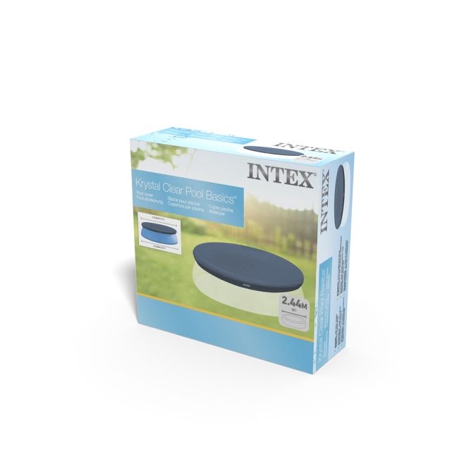 Тент для надувных бассейнов диаметром 244 см, INTEX, 28020, Винил PVC, Тёмно-синий, Цветная коробка