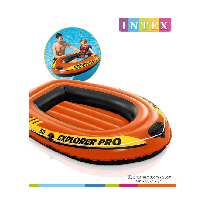 Лодка надувная Exlorer PRO 50 137 х 85 см, INTEX, 58354NP, Винил, 6+, Трёхкамерная, Грузоподъемность до 40 кг., Оранжевая, Цветная коробка