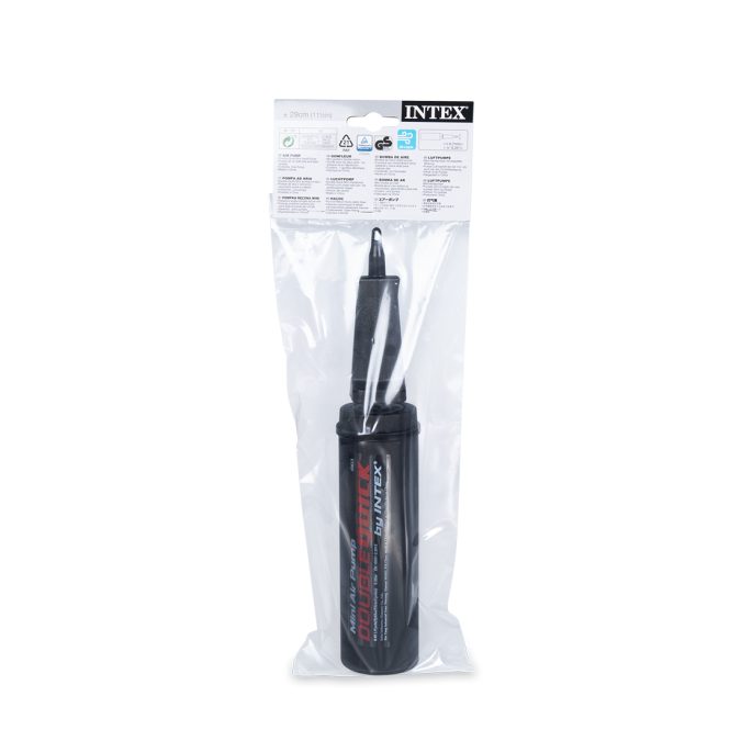 Насос ручной Double Quick Mini Hand Pump 29 см., INTEX, 69613, Пластик, Объем камеры 0.45 л., Черный, Пакет