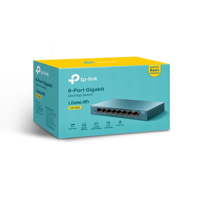 Коммутатор, TP-Link, LS108G, Неуправляемый, 8-портовый 10/100/1000 Мбит/с настольный коммутатор