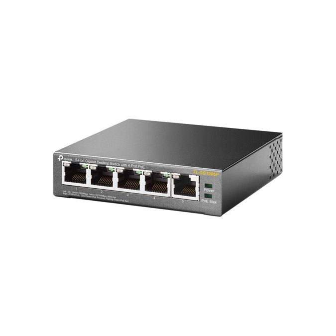 Коммутатор, TP-Link, TL-SG1005P, 5-портовый гигабитный настольный коммутатор с 4 портами PoE (65 Вт)