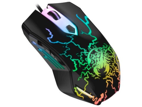 Компьютерная мышь, Genius, Scorpion Spear, RGB, Игровая, Оптическая 800-1200dpi, Проводная 1,8м, USB, Черная