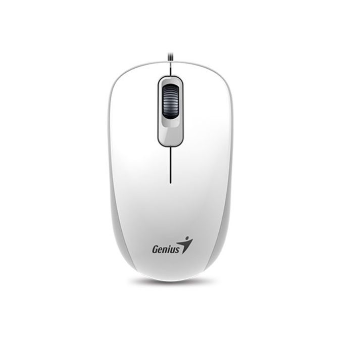 Компьютерная мышь, Genius, DX-110, Оптическая, 1000dpi, USB, Длина кабеля 1,5 метра, Белая