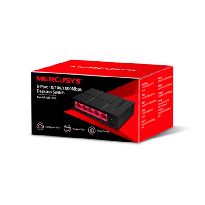 Коммутатор, Mercusys, MS105G, 5-портовый 10/100/1000 Мбит/с настольный коммутатор