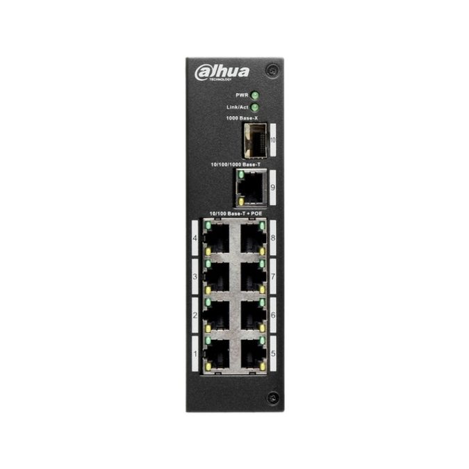Коммутатор, Dahua, DH-PFS3110-8ET-96, 8-портовый РОЕ коммутатор, неуправляемый. 1*1000 Base-X 1*10/100/1000 Base-T8*10/100 Base-T (PoE порты) Мощность PoE портов: Порт 1-2  90 W, Портt 3-8  30W, Всего96 W