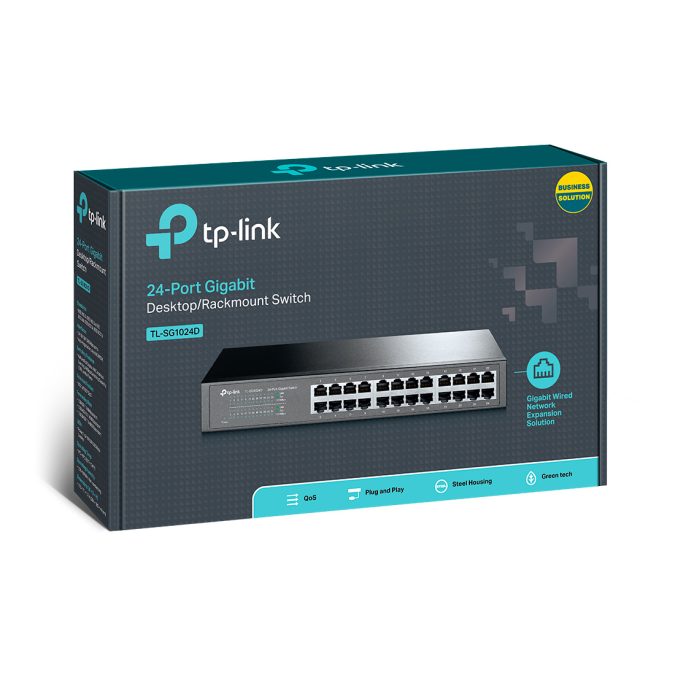 Коммутатор, TP-Link, TL-SG1024D, Неуправляемый, Настольный/монтируемый в стойку, 24 порта 10/100/1000M RJ45
