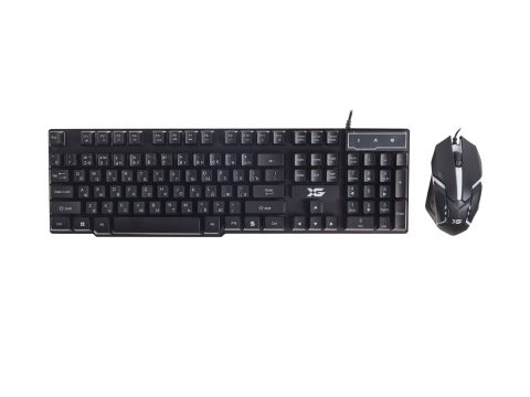Комплект Клавиатура + Мышь, XG, XD-575OUB, Оптическая Мышь, USB, Кол-во стандартных клавиш 104, Анг/Рус/Каз, Длина кабеля 1,6 м, Чёрный