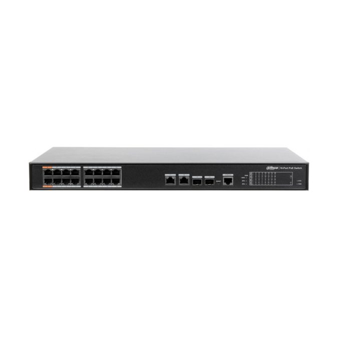 Коммутатор, Dahua, DH-PFS4218-16ET-190, 16 портов 10/100M, PoE, Корпус металл