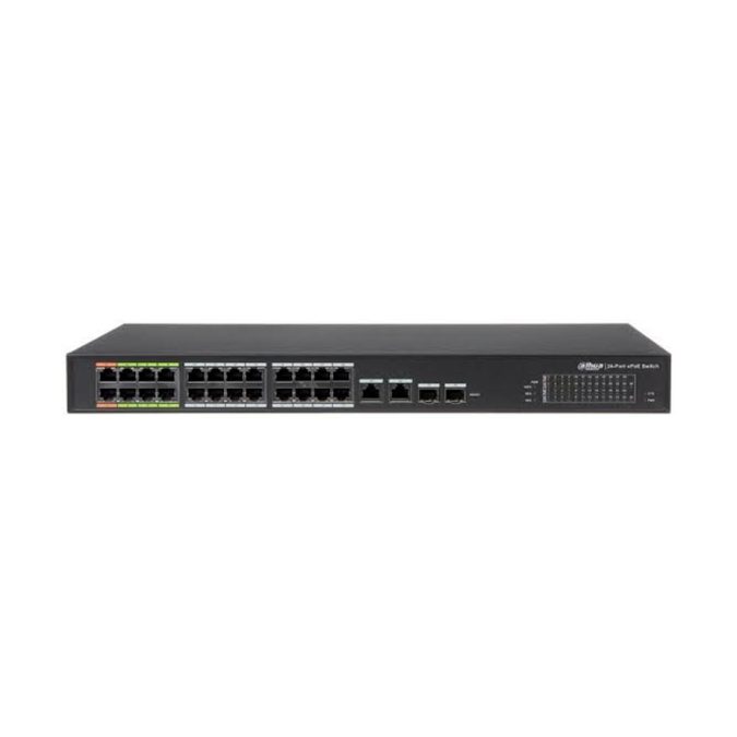 Коммутатор, Dahua, DH-LR2226-24ET-360, 19-дюймовый стоечный, 24 порта 10/100 Base-T + 2 комбо порта 1000М SFP, Управляемый (L2), ePoE, Корпус металл, 1U.