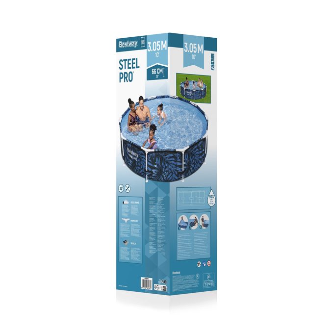 Каркасный бассейн Steel Pro 305 х 66 см, BESTWAY, 56985, Винил, 4062 л., Стальной каркас, Многоцветный принт, Цветная коробка