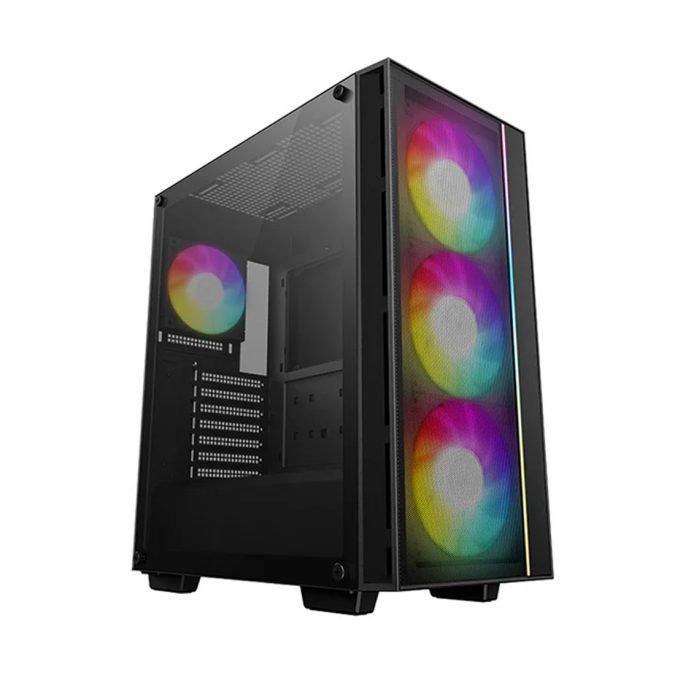 Компьютерный корпус, Deepcool, MATREXX 55 MESH V4, R-MATREXX55-BKAGA4-G-4, ATX/Micro ATX, USB 3.0*2, HD-Audio, Кулер 1*120мм/3*140мм ARGB, Высота процессорного кулера до 165мм, Длина VGA до 370мм, 2*3.5"/3*2.5", Сталь 0,6, 421х215х483мм, Без Б/П,Чёрный