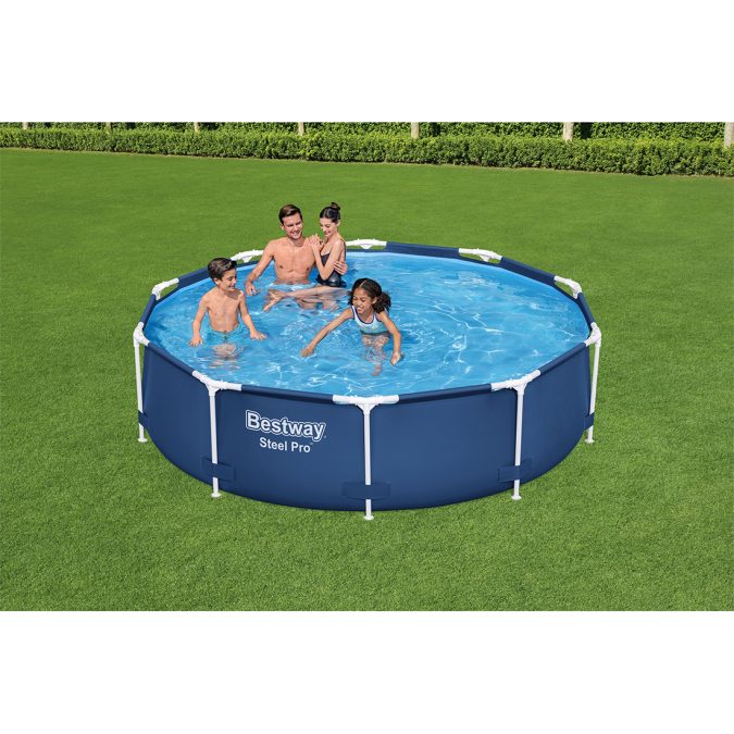 Каркасный бассейн Steel Pro 305 х 76 см, BESTWAY, 56679, Винил, 4678 л., Стальной каркас, Ф-насос 58381 (1249л/ч), Синий, Цветная коробка