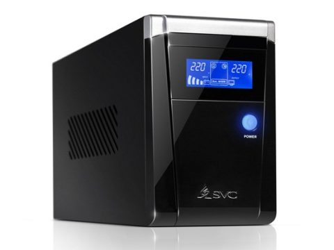 Источник бесперебойного питания, SVC, V-800-F-LCD, Smart, USB, Мощность 800ВА/480Вт, Диапазон работы AVR: 165-275В, Бат.: 12В/9 Ач*1шт., 3 вых.: 2 Shuko CEE7+1 IEC C13 (Bypass), Защита тел. линии, Чёрный
