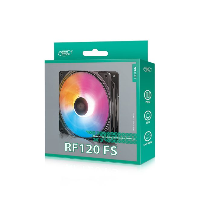 Кулер для компьютерного корпуса, Deepcool, RF120FS DP-FLED3-RF120-FS, 120мм FRGB, 500-1500±10%об.мин, 56.5CFM, 27dB(A), 4pin, 120х120х25мм, Чёрный