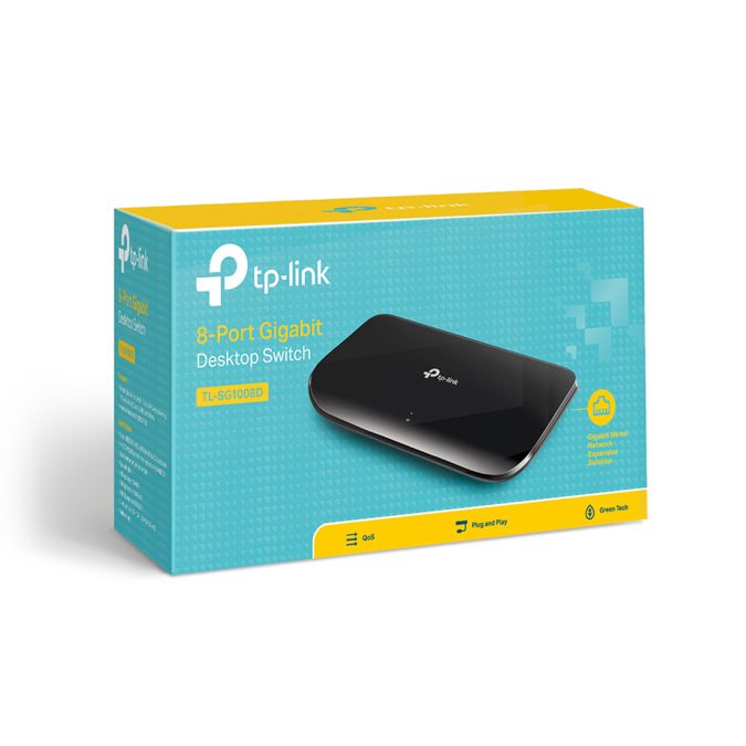 Коммутатор, TP-Link, TL-SG1008D, Настольный, неуправляемый, 8 портов 10/100/1000М, Корпус пластик