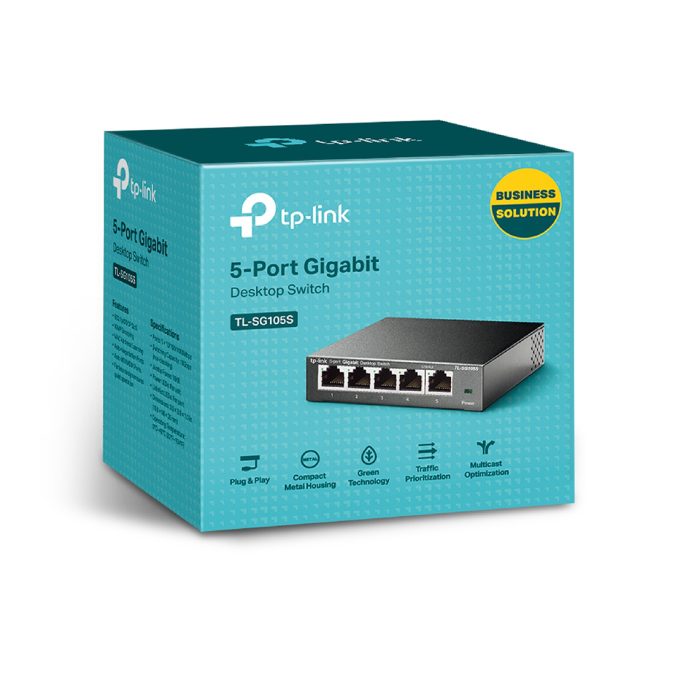Коммутатор, TP-Link, TL-SG105S, Настольный, неуправляемый, 5 портов 10/100/1000M RJ45, Auto-MDI/MDIX