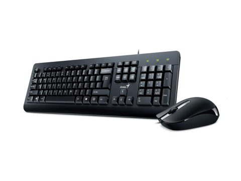 Комплект Клавиатура + Мышь, Genius, KM-160, USB, Англ/Рус, USB, Пластик, Мембранная клавиатура, Длина кабеля 150см, Чёрный