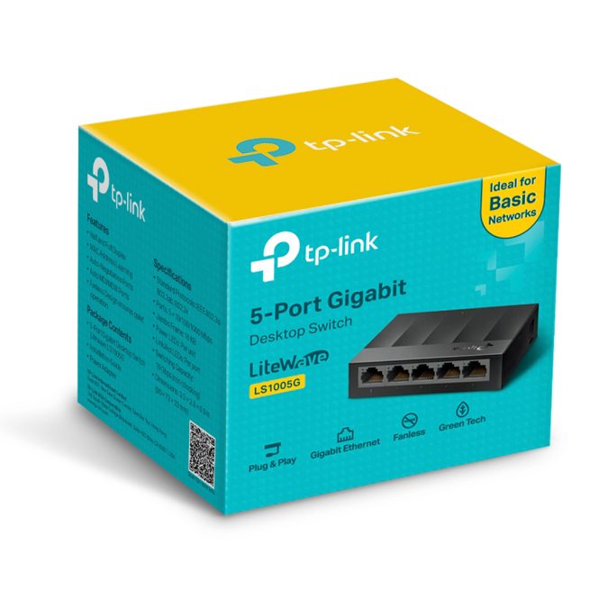 Коммутатор, TP-Link, LS1005G, настольный, неуправляемый, 5 портов 10/100/1000M RJ-45, корпус пластик