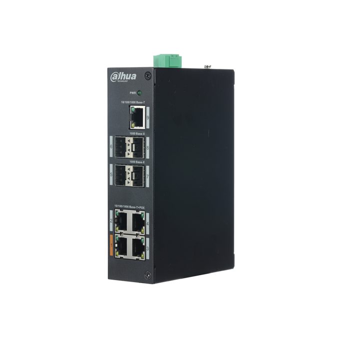 Коммутатор, Dahua, DH-PFS3409-4GT-96, Неуправляемый, 4xPoE, 10/100/1000 Мбит/с, 1x10/100/1000 Мбит/с uplink, 4*SFP, 96W