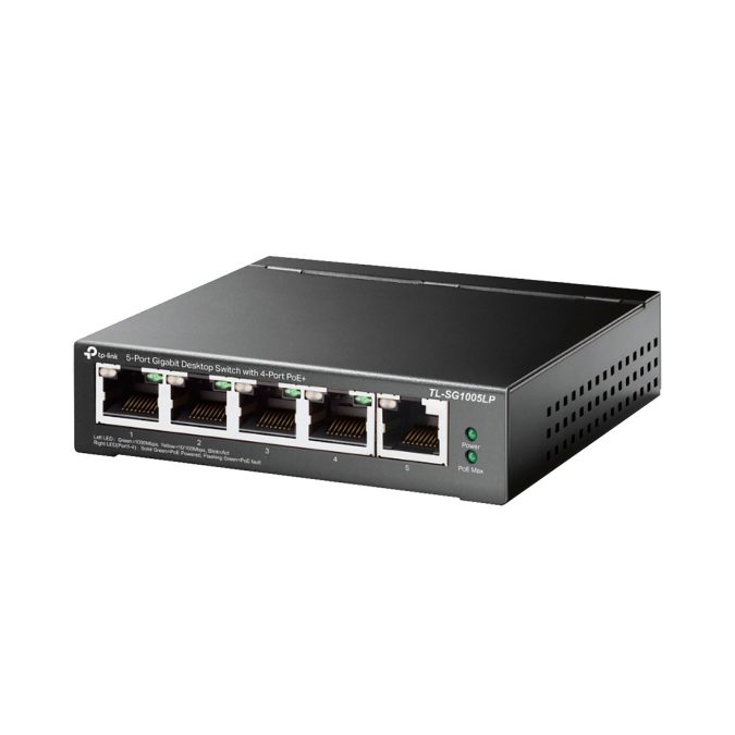 Коммутатор, TP-Link, TL-SG1005LP, 5-портовый гигабитный настольный коммутатор с 4 портами PoE+ (40 Вт)