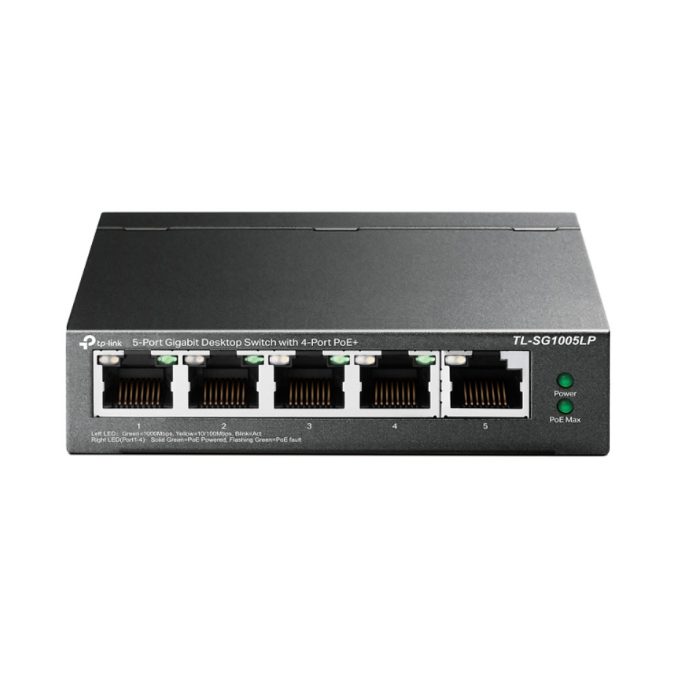 Коммутатор, TP-Link, TL-SG1005LP, 5-портовый гигабитный настольный коммутатор с 4 портами PoE+ (40 Вт)