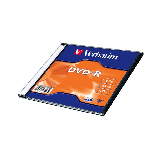 Диск DVD-R, Verbatim, (43547) 4.7GB, 16х, 1шт в упаковке, Незаписанный